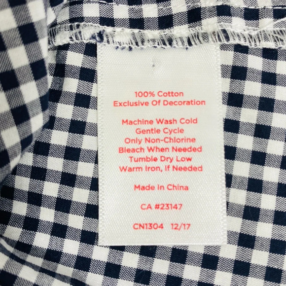 Talbots Women Plaid Gingham Blouse Large Black Casual Summer Cottagecore Boho - Picture 10 of 10